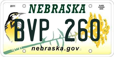 NE license plate BVP260
