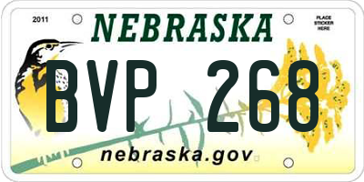 NE license plate BVP268