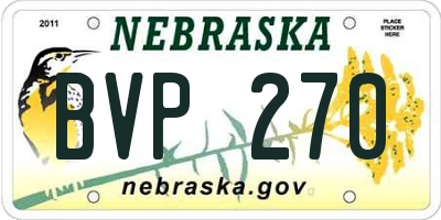 NE license plate BVP270