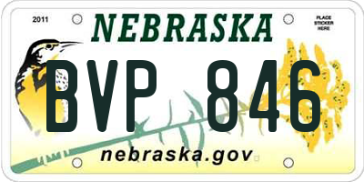 NE license plate BVP846