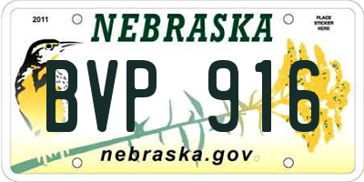 NE license plate BVP916