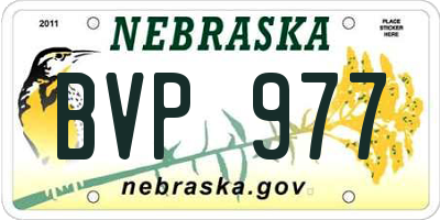 NE license plate BVP977