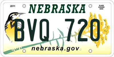 NE license plate BVQ720