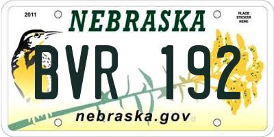 NE license plate BVR192