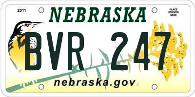 NE license plate BVR247