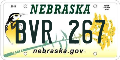 NE license plate BVR267