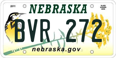 NE license plate BVR272