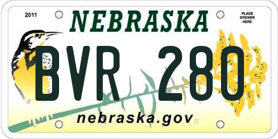 NE license plate BVR280