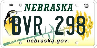 NE license plate BVR298