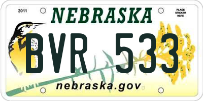 NE license plate BVR533