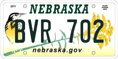 NE license plate BVR702