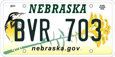 NE license plate BVR703