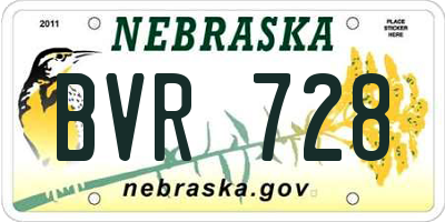 NE license plate BVR728