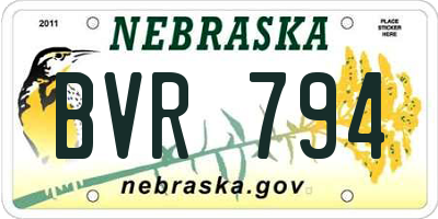 NE license plate BVR794