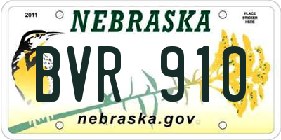 NE license plate BVR910