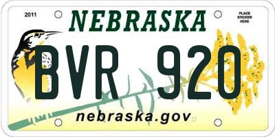 NE license plate BVR920