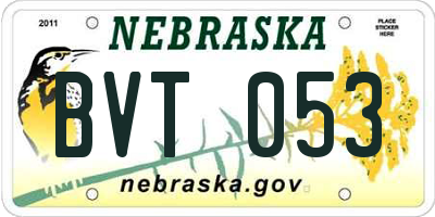 NE license plate BVT053