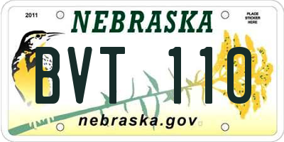NE license plate BVT110