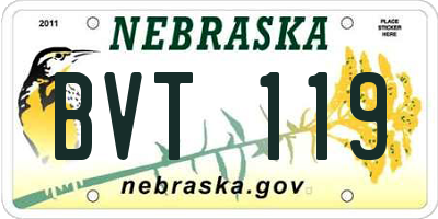 NE license plate BVT119