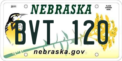 NE license plate BVT120