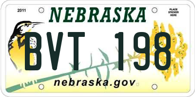 NE license plate BVT198