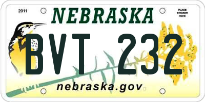 NE license plate BVT232