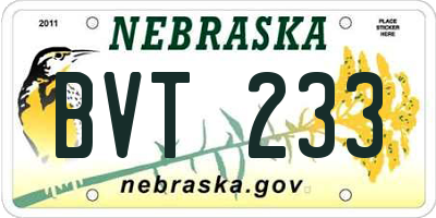 NE license plate BVT233