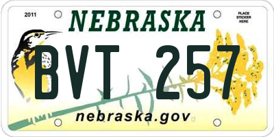NE license plate BVT257