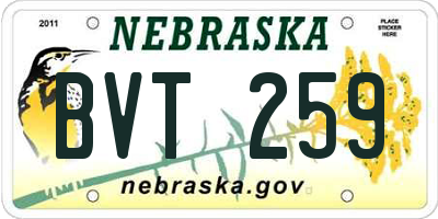 NE license plate BVT259