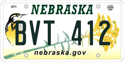 NE license plate BVT412