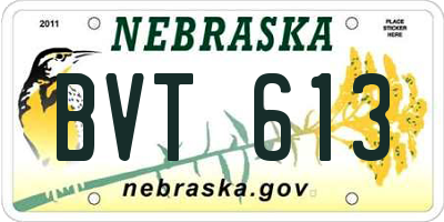 NE license plate BVT613
