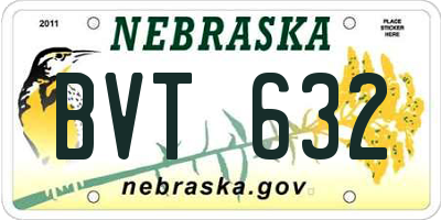 NE license plate BVT632