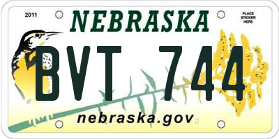 NE license plate BVT744