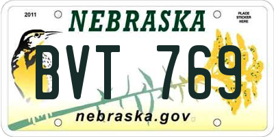 NE license plate BVT769