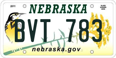 NE license plate BVT783