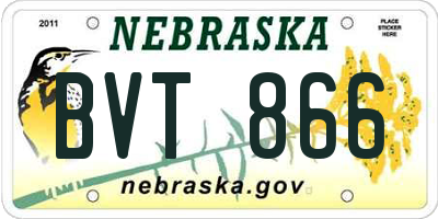 NE license plate BVT866