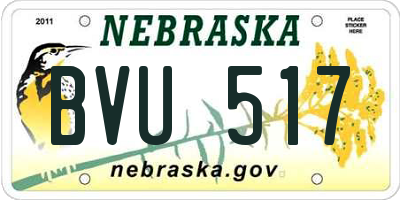 NE license plate BVU517