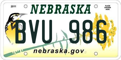 NE license plate BVU986