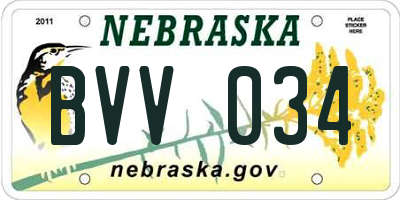 NE license plate BVV034