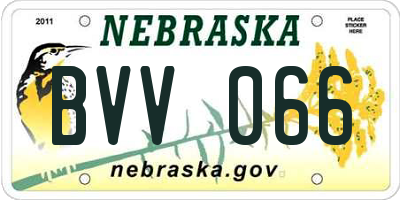 NE license plate BVV066