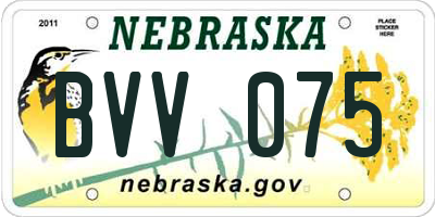 NE license plate BVV075