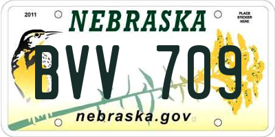 NE license plate BVV709