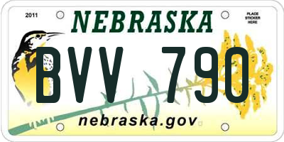 NE license plate BVV790