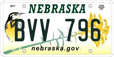 NE license plate BVV796