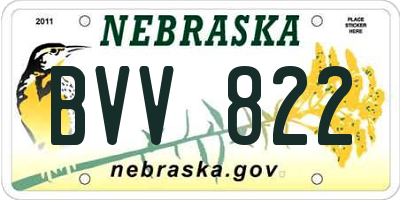 NE license plate BVV822