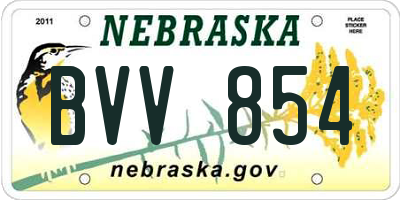 NE license plate BVV854