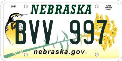 NE license plate BVV997