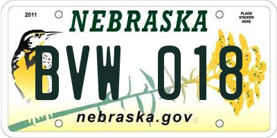 NE license plate BVW018