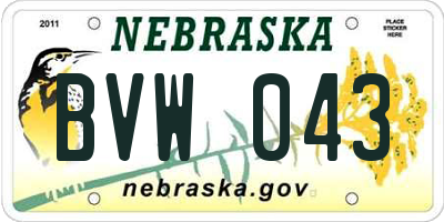 NE license plate BVW043