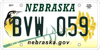 NE license plate BVW059